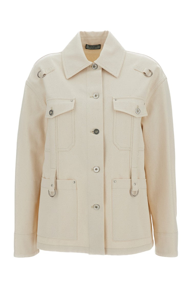 Durazzi Milano Beige Denim Utility Overshirt