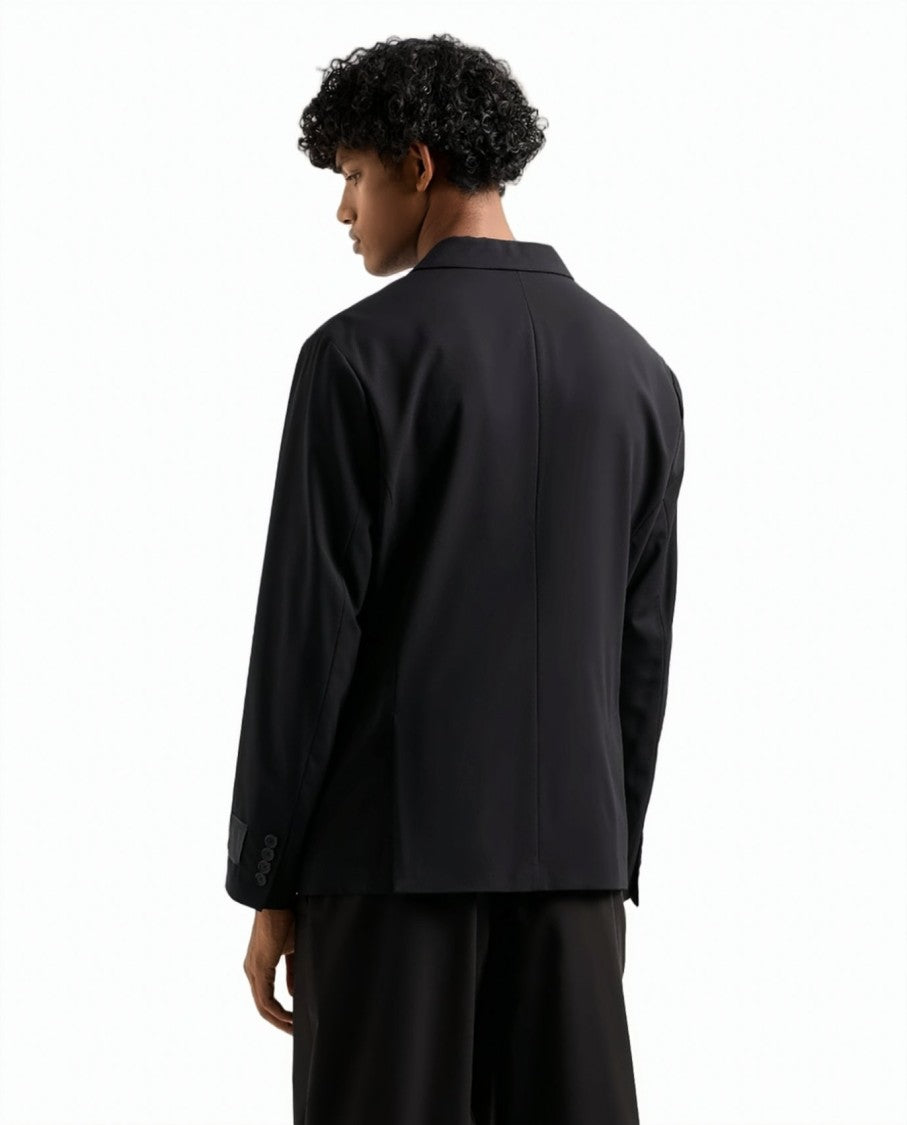 Armani Exchange Fluid Fabric Notched Lapel Single-Breasted Blazer