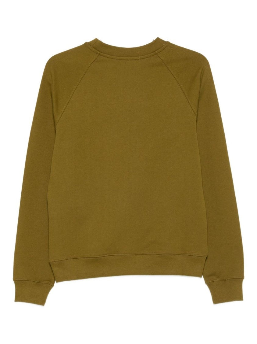 Msgm Relaxed-Fit Green Cotton Sweatshirt With Subtle Logo