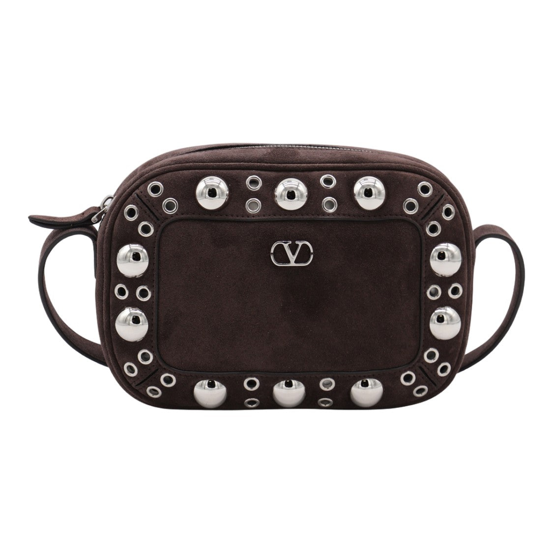 Valentino Garavani Compact Rectangular Suede Bag With Silver-Tone Hardware