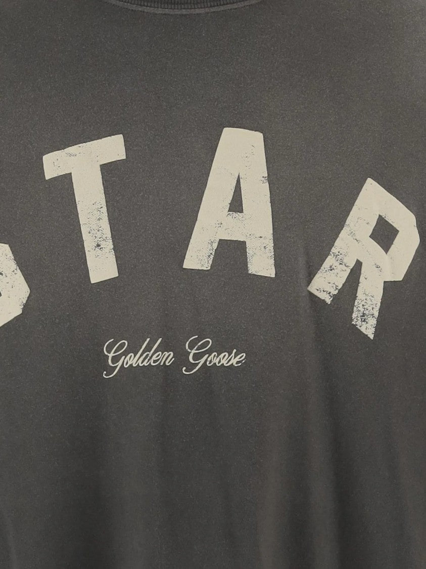Golden Goose Grey Boxy-Fit Distressed Star T-Shirt