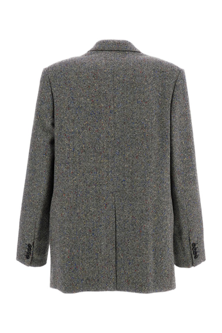 Dries Van Noten Grey Bosier Oversized Donegal Wool Double-Breasted Blazer