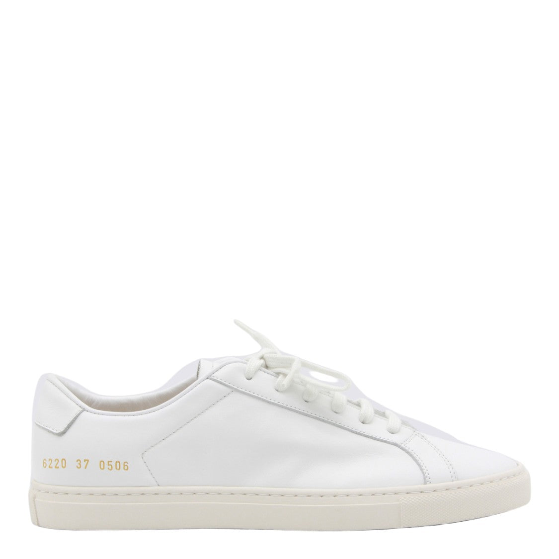 Common Projects Minimalist White Sneakers With Gold Embossed Detail