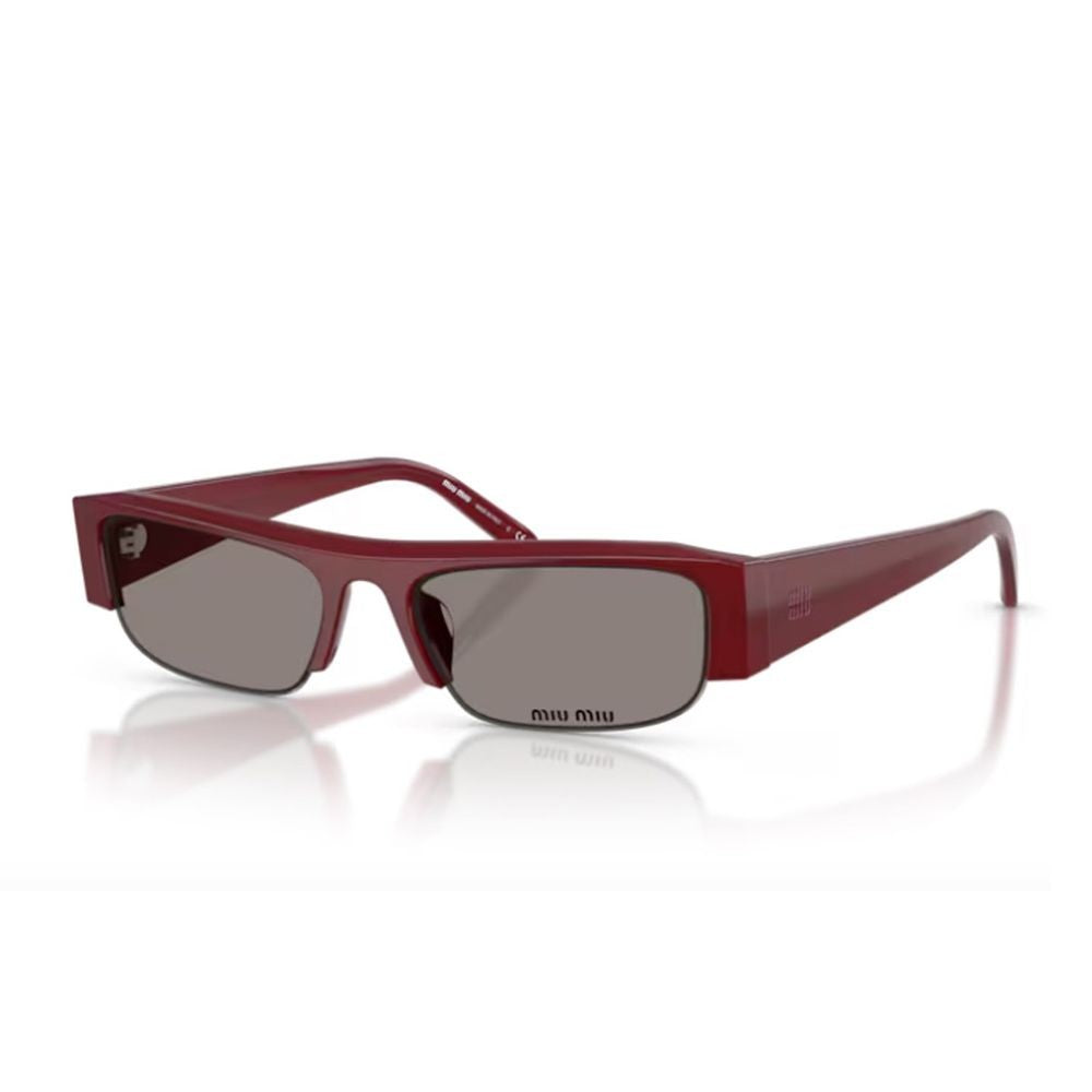 Miu Miu Slim Rectangular Burgundy Acetate Sunglasses With Smoky Lenses