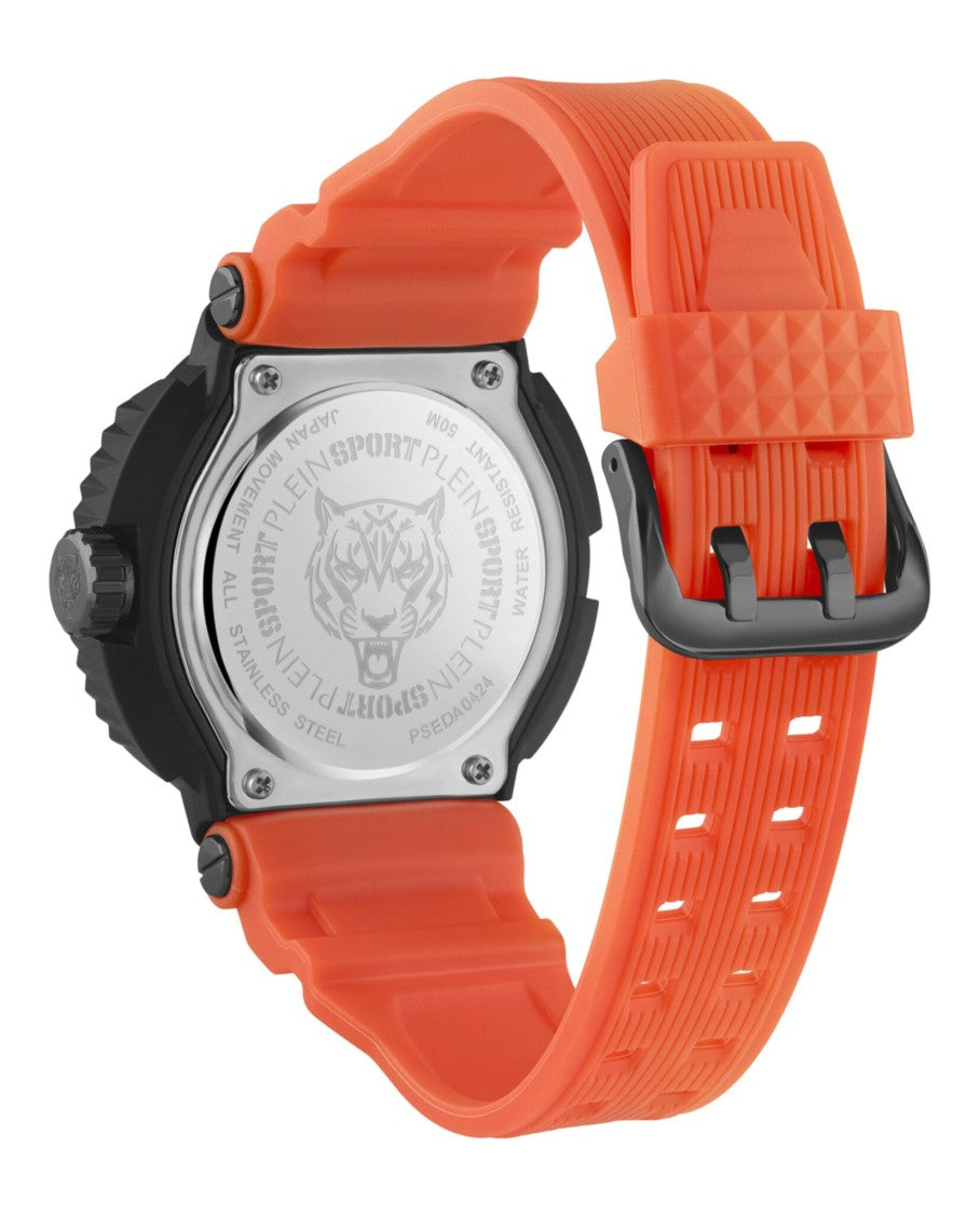 Plein Sport Tiger Motif Quartz Watch With Black Silicone Case