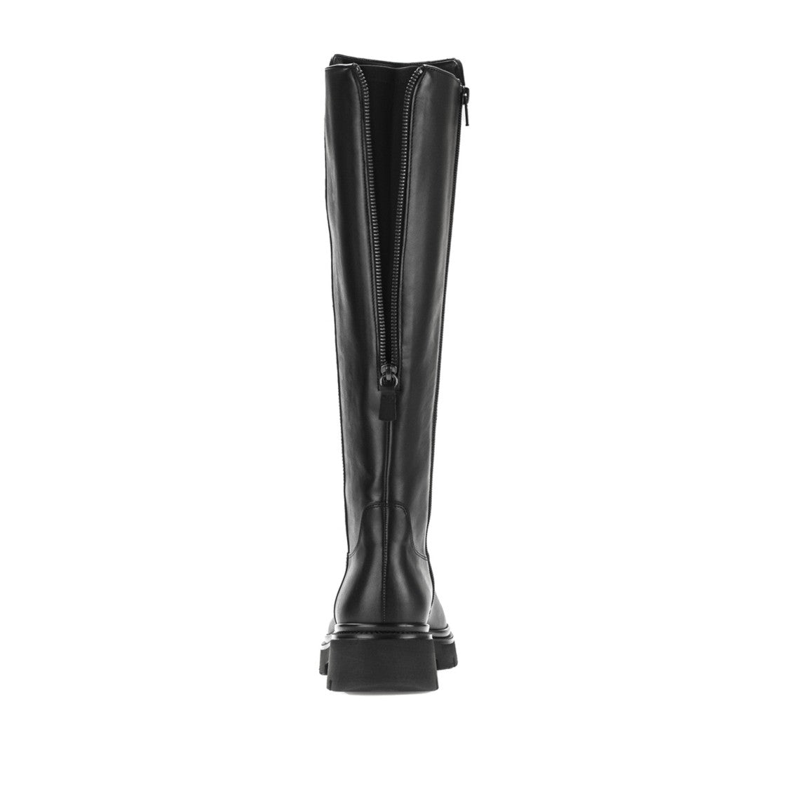 Gabor Black Chunky-Ridged Side Zipper Leather Boots