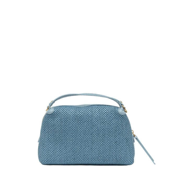 Gianni Chiarini Spacious Blue Handbag In Soft Woven Straw