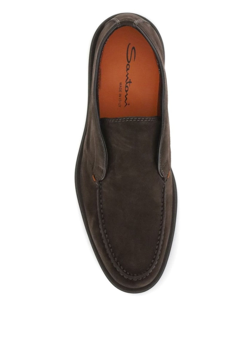Santoni Brown Suede Slip-On Desert Boot