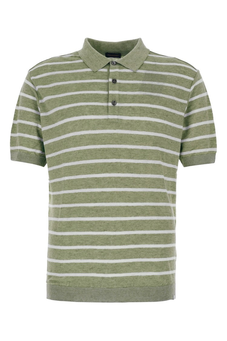 Paul & Shark Classic Striped Linen Polo With Collared Neckline