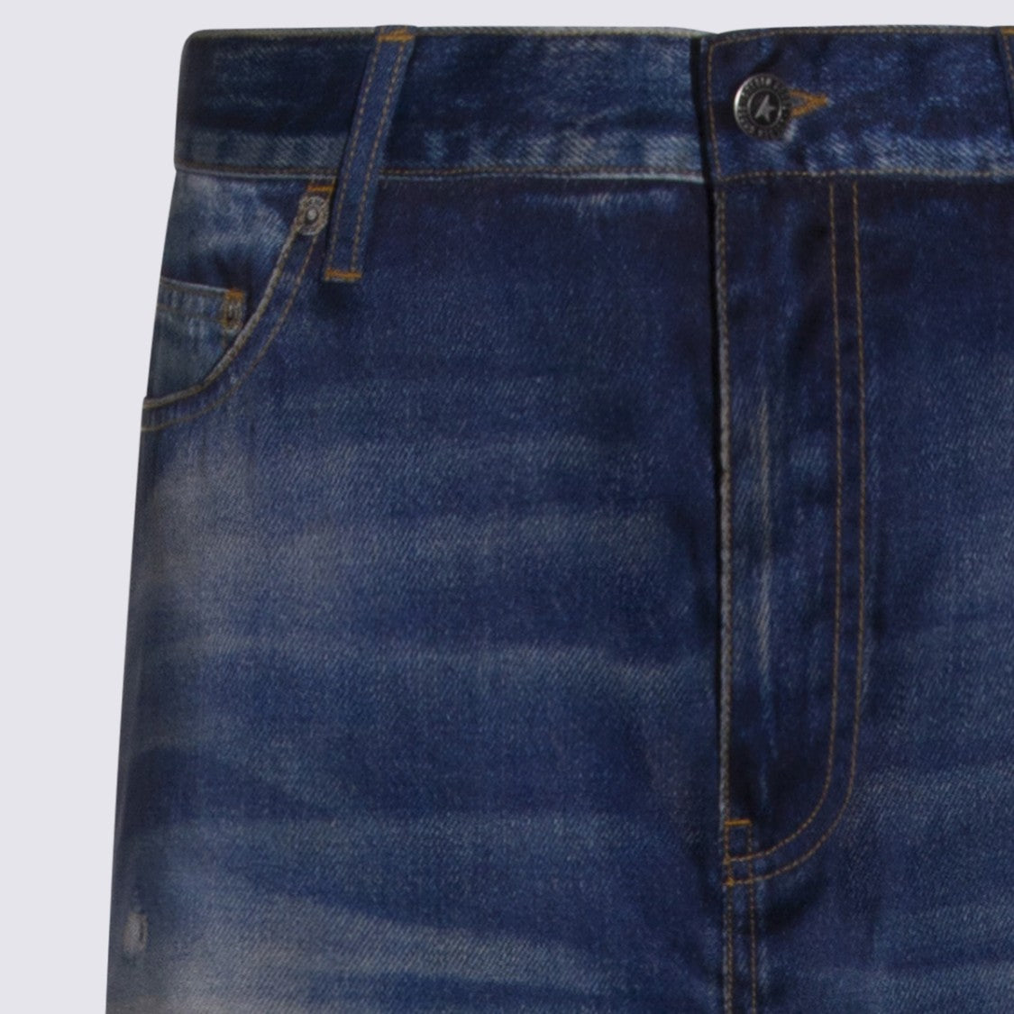 Golden Goose Mid-Rise Wide-Leg Jeans With Vintage Denim Print
