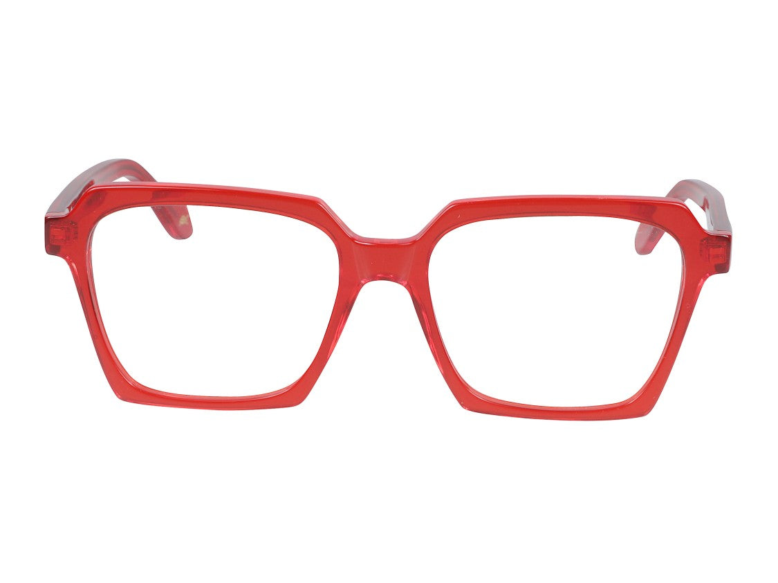 Kador Red Kallima Light Translucent Oversized Square Eyeglasses