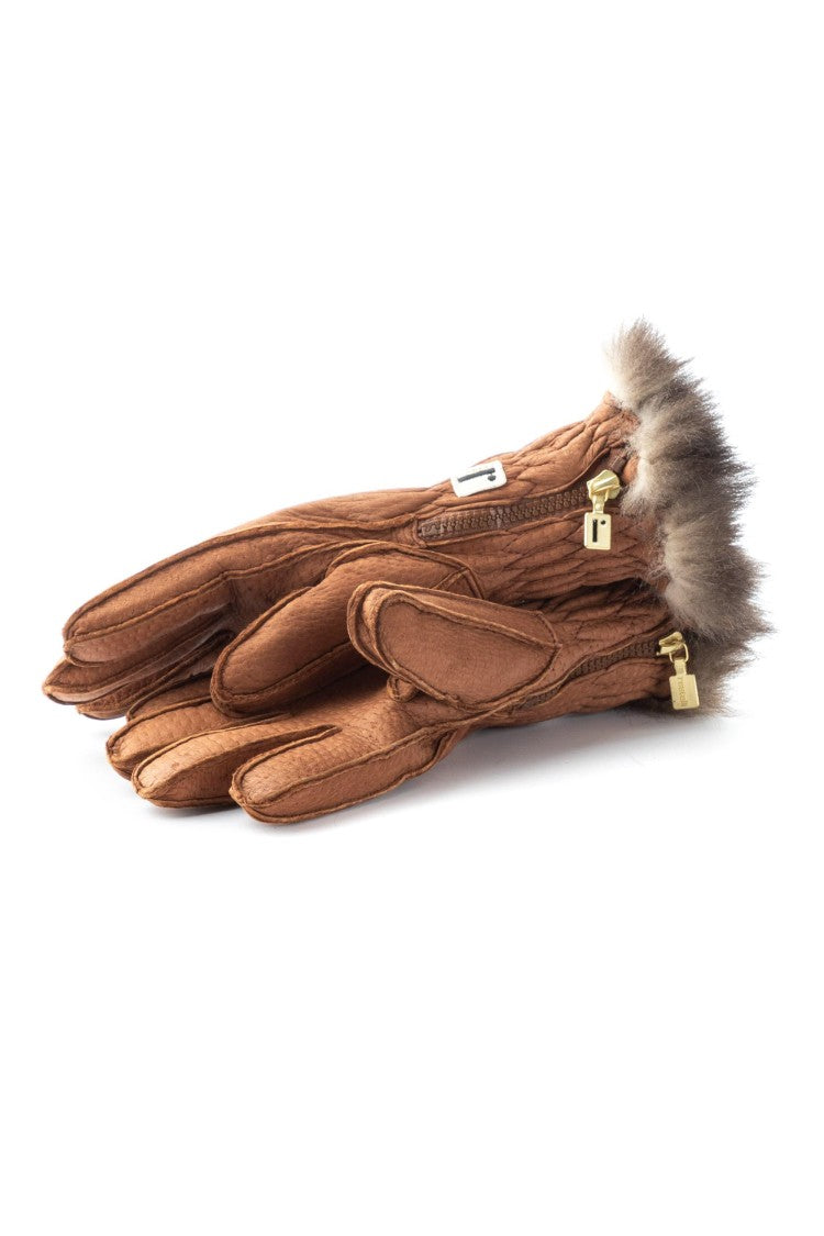 Restelli Handcrafted Peccary Opossum-Lined Gloves