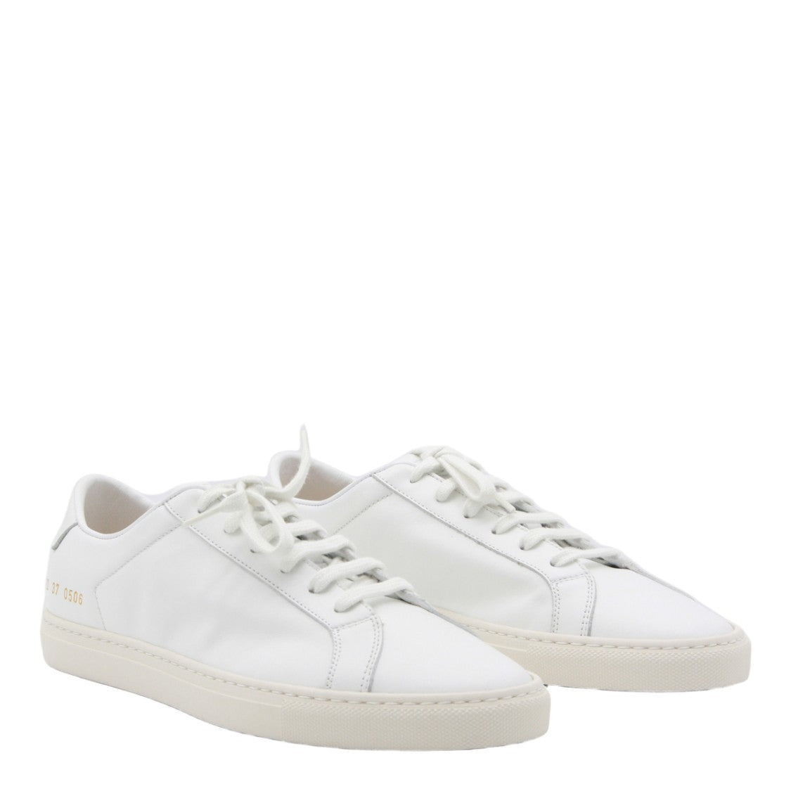 Common Projects Minimalist White Sneakers With Gold Embossed Detail