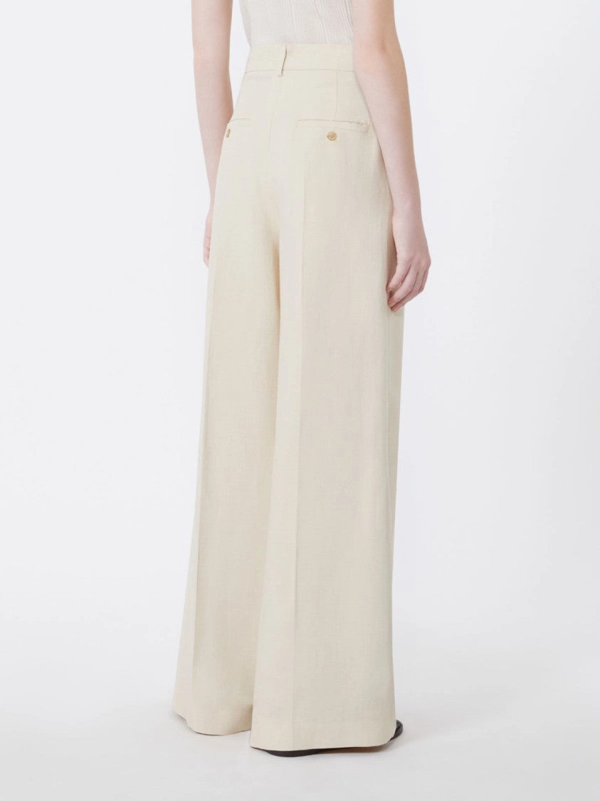 Max Mara Pleated High-Waist Trousers With Wide-Leg Design