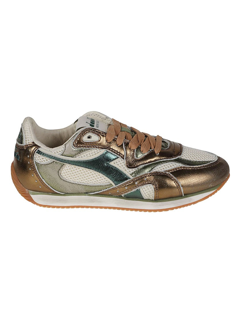 Diadora Equipe Revenge Metal Leather-Blend Low-Top Sneakers