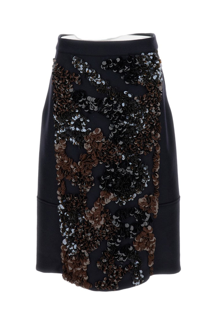 Plan C Multicolor Sequin Embroidery Wool Blend Mini Skirt