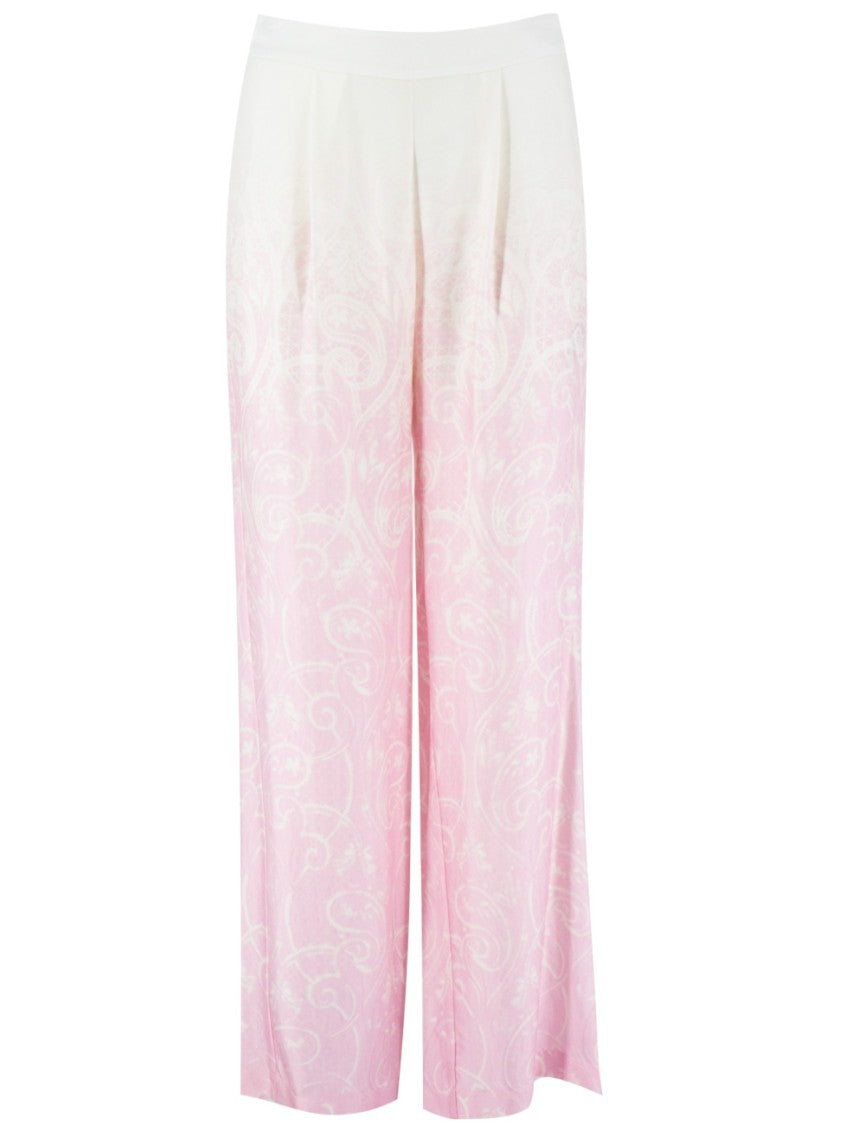 Ermanno Firenze Floral Patterned Viscose Trousers With Zip Fastening