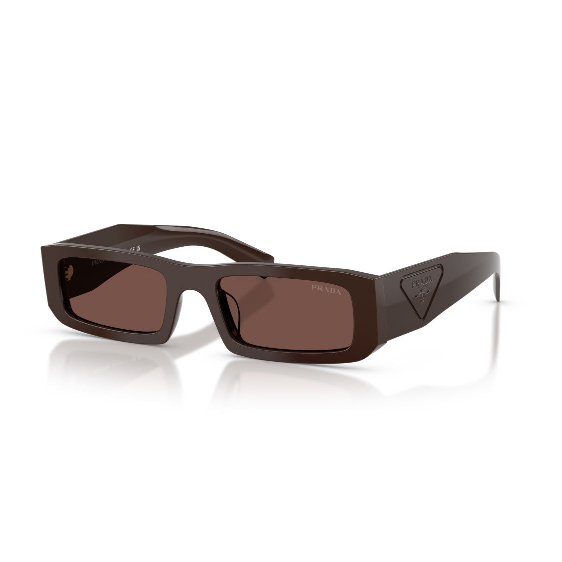 Prada 0Pr D09sd Rectangular Brown Acetate Sunglasses