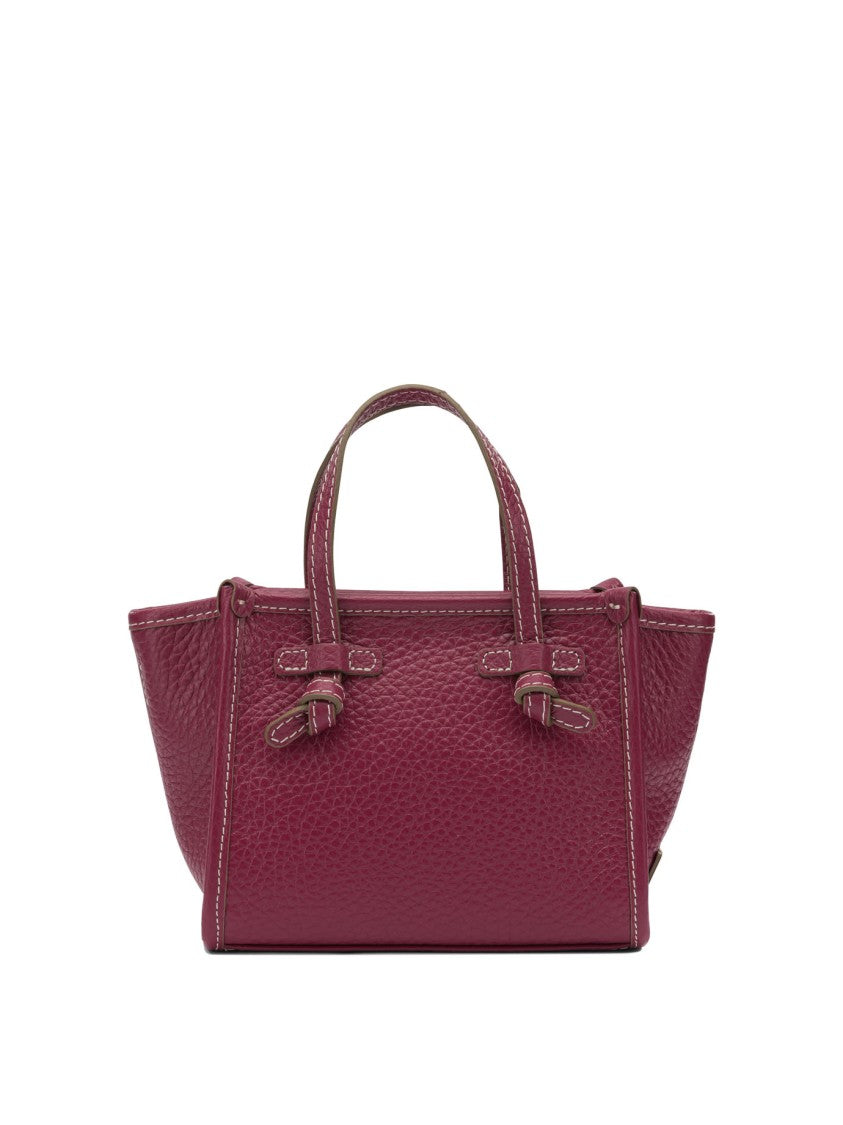 Gianni Chiarini Structured Fuchsia Leather Handbag With Dual Top Handles