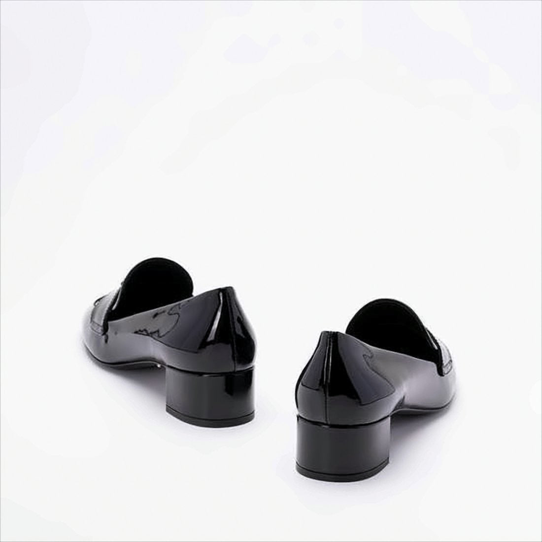 Prada Sleek Glossy Leather Pumps With Low Block Heel