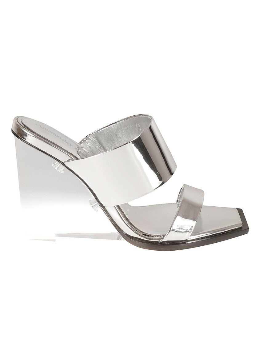 Alexander Mcqueen Silver Sandals With Straps
