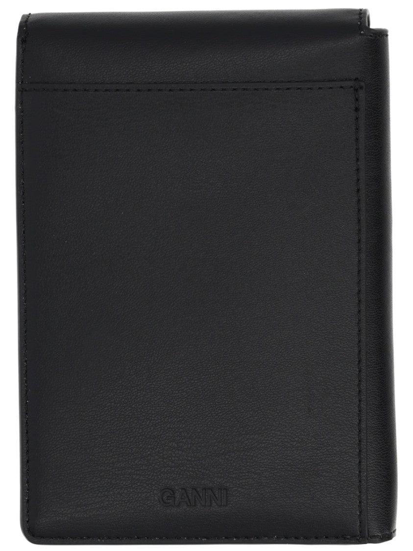 Ganni Black Puddle Whimsical Poodle Illustration Wallet