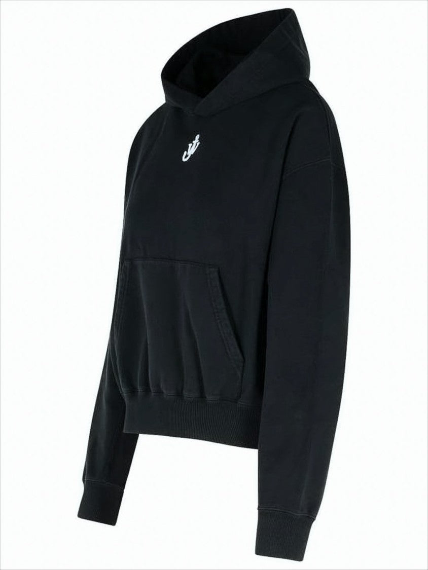 J. W. Anderson Cropped Hooded Sweatshirt In Soft Cotton Fabric