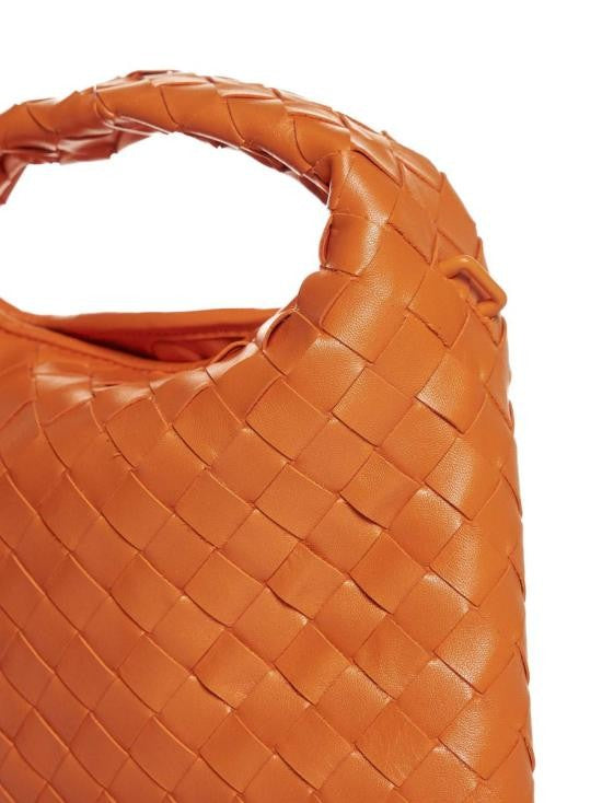Bottega Veneta Mini Handbag In Woven Calf Leather With Polished Finish