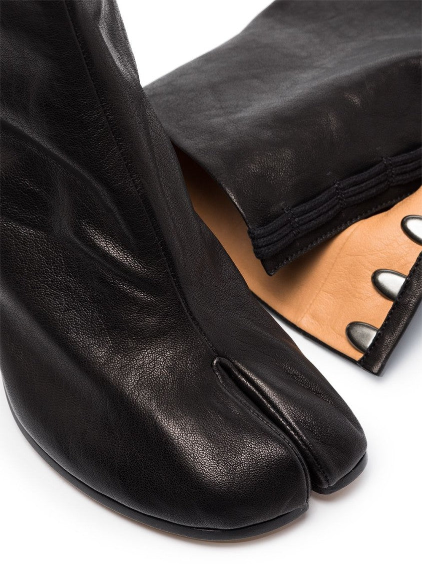 Maison Margiela Split-Toe Ankle Boots In Smooth Black Lamb Leather
