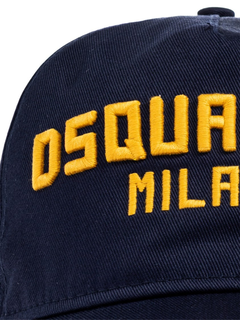 Dsquared2 Navy Blue Milano Logo Cotton Baseball Cap