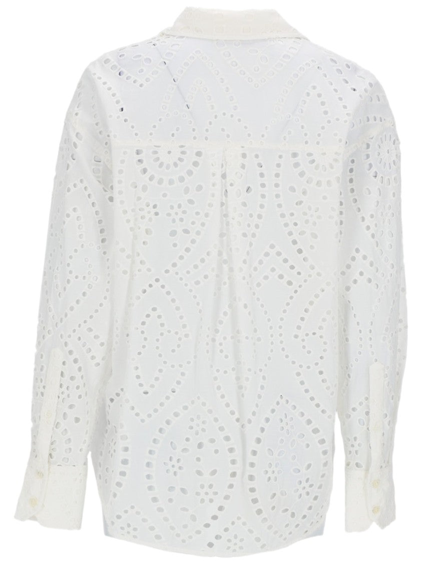 Mc2 Saint Barth White Eyelet Embroidery Cotton Shirt