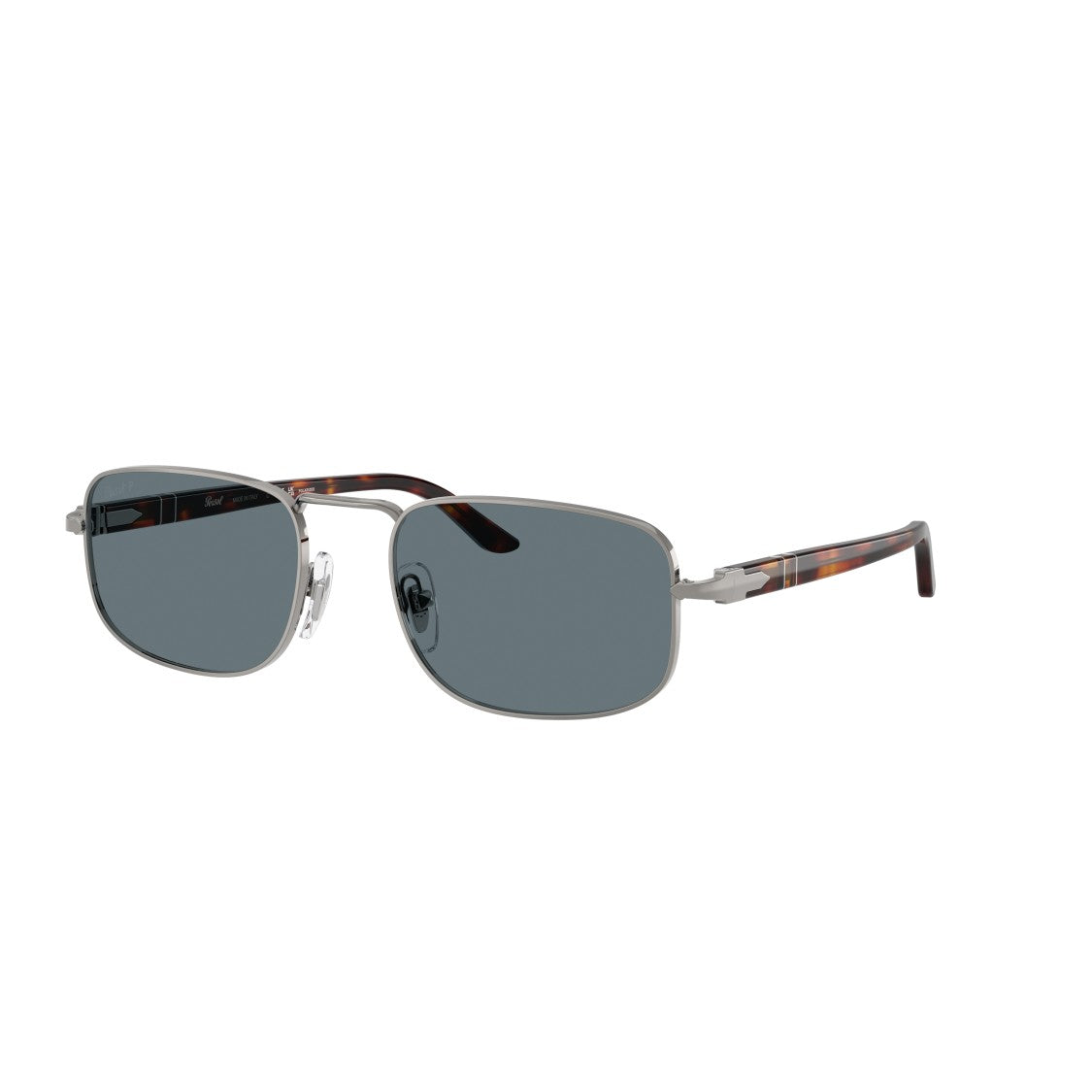 Persol Rectangular Metal Frame Sunglasses With Tortoiseshell Tips