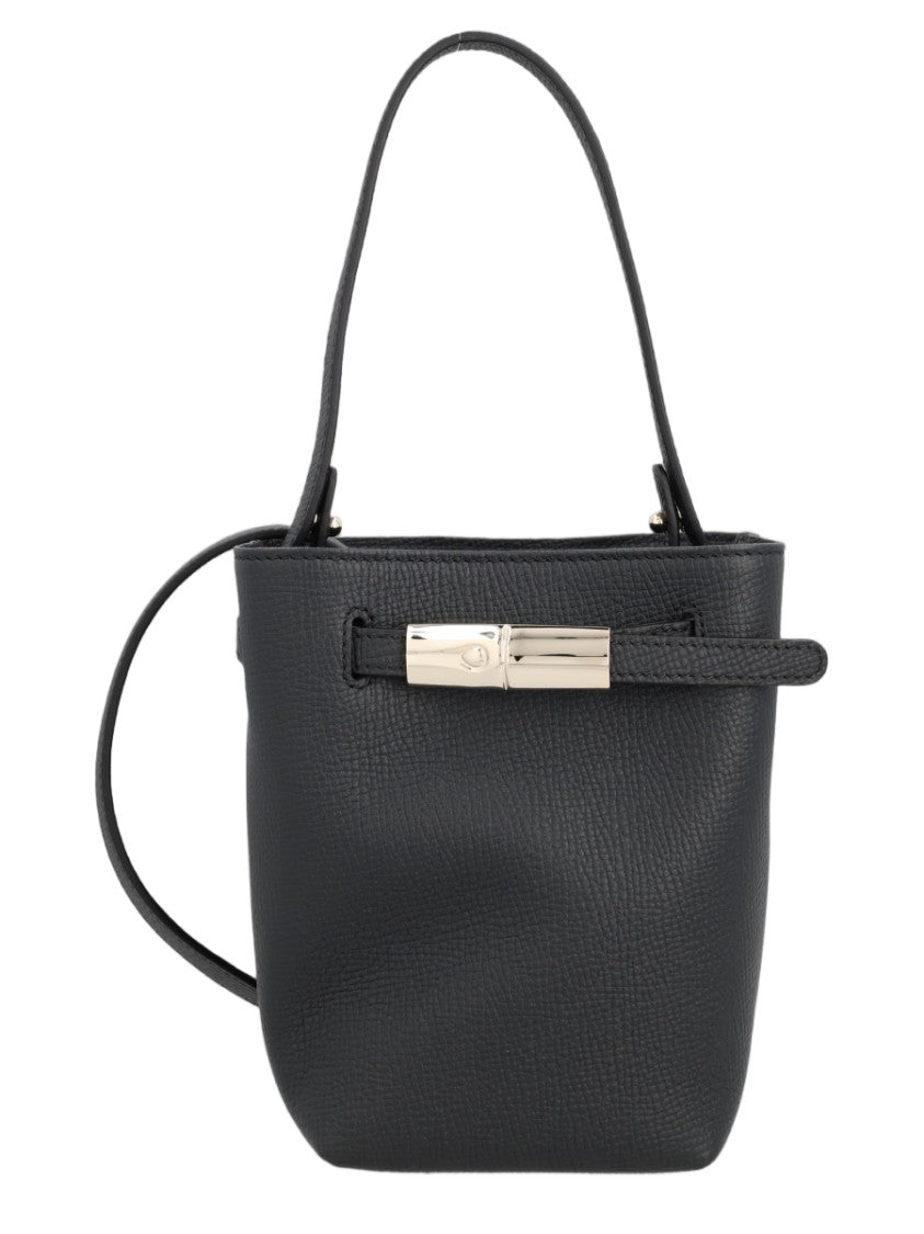 Longchamp Structured Handbag With Pebbled Texture And Metallic Clasp
