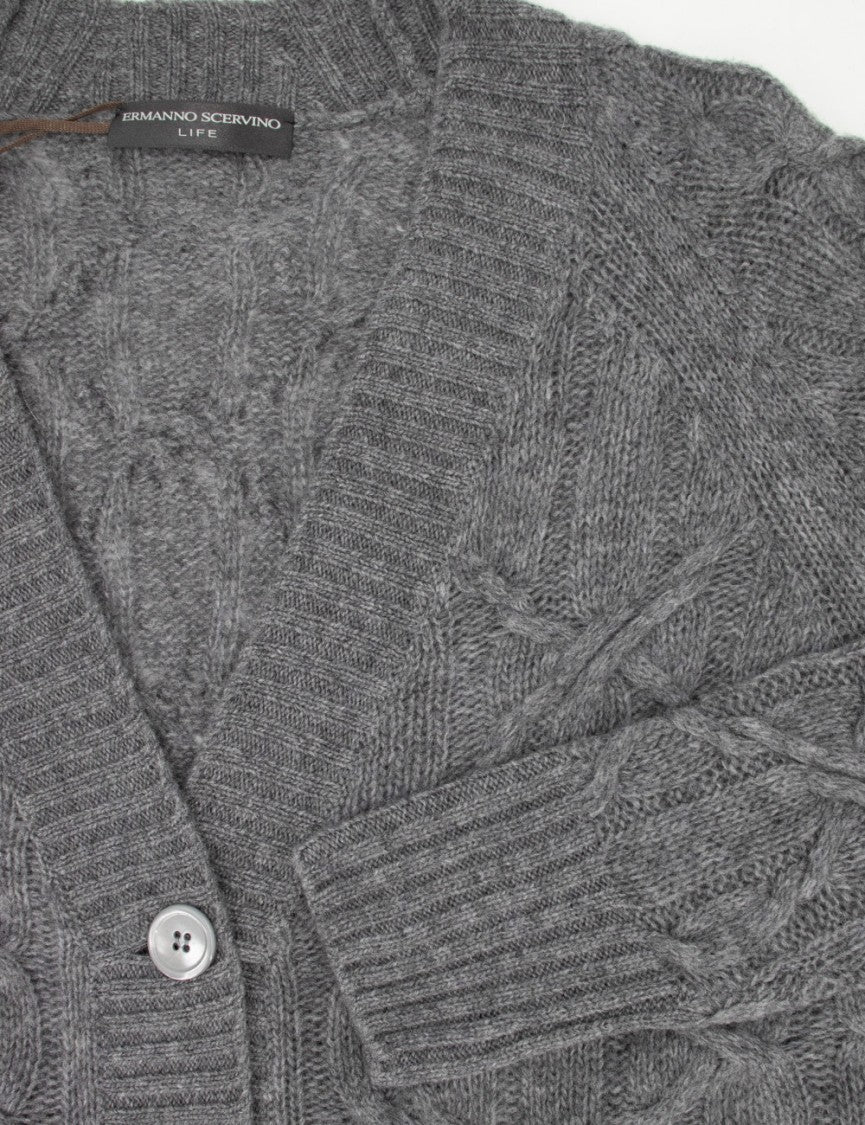 Ermanno Scervino V-Neck Cable Knit Cardigan With Button-Down Front