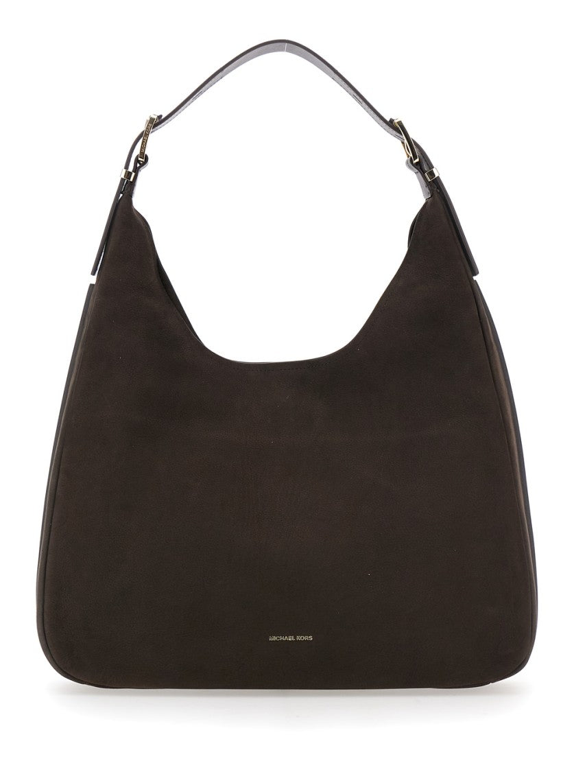Michael Michael Kors Curved Brown Cowhide Leather Hobo Shoulder Bag