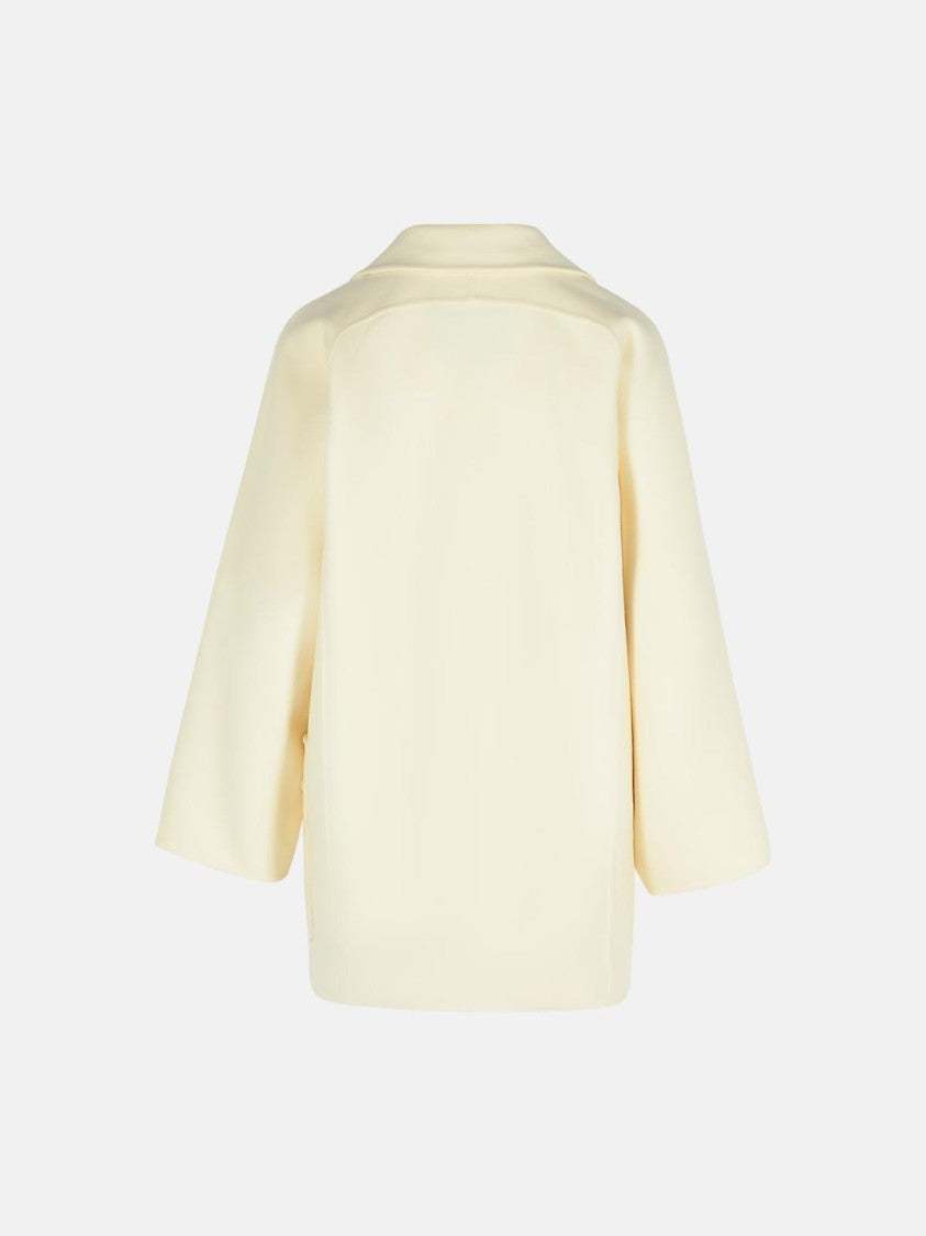 Max Mara Teddy Crop' White Wool Blend Coat