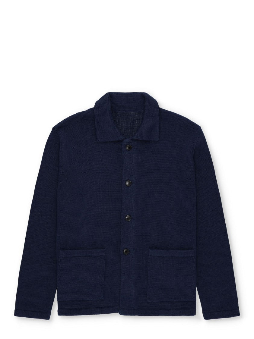 Fortela Navy Blue Cotton Knit Cardigan
