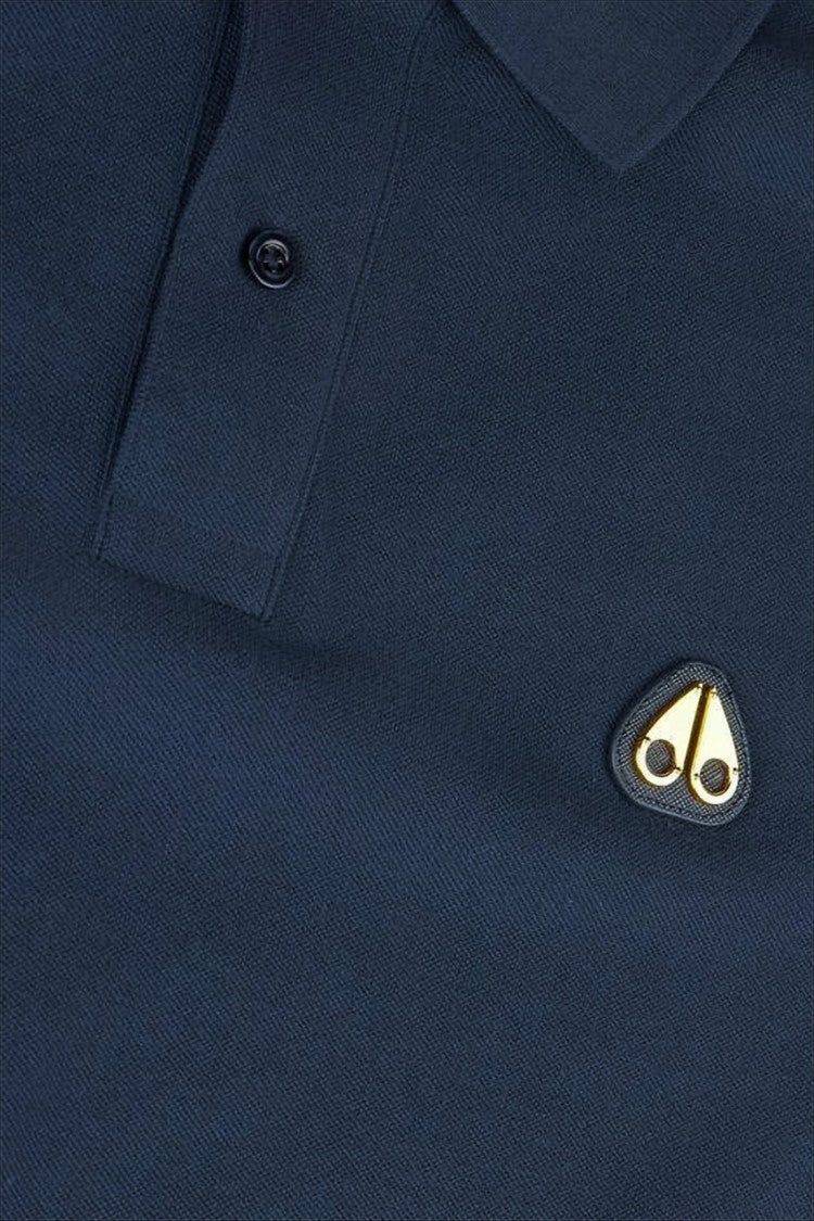 Moose Knuckles Blue Short-Sleeve Polo Shirt With Traditional Collar