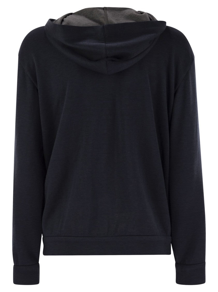 Brunello Cucinelli Cotton And Silk Interlock Hooded Topwear