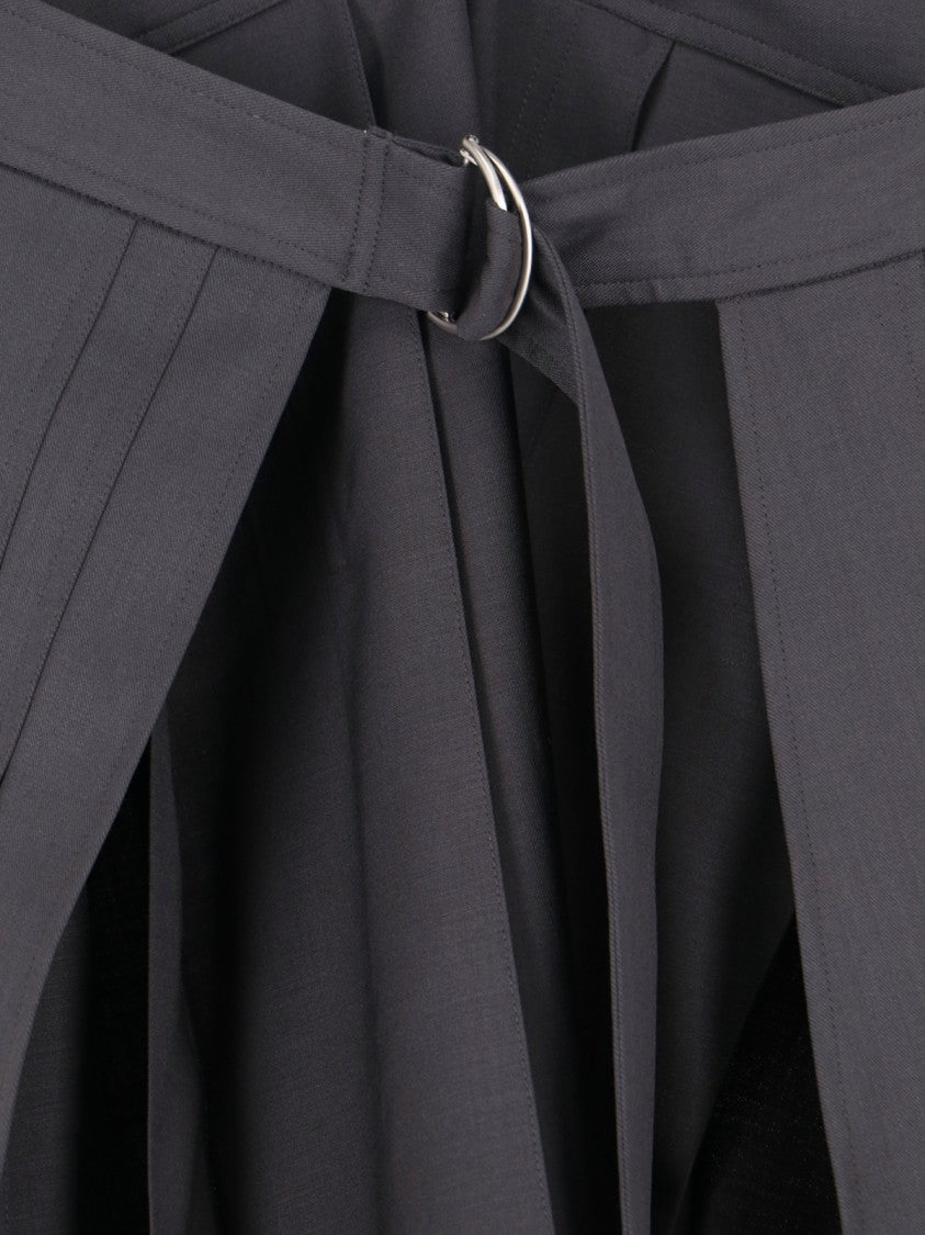 Ivir Pleated Wool-Blend Midi Skirt – Grey