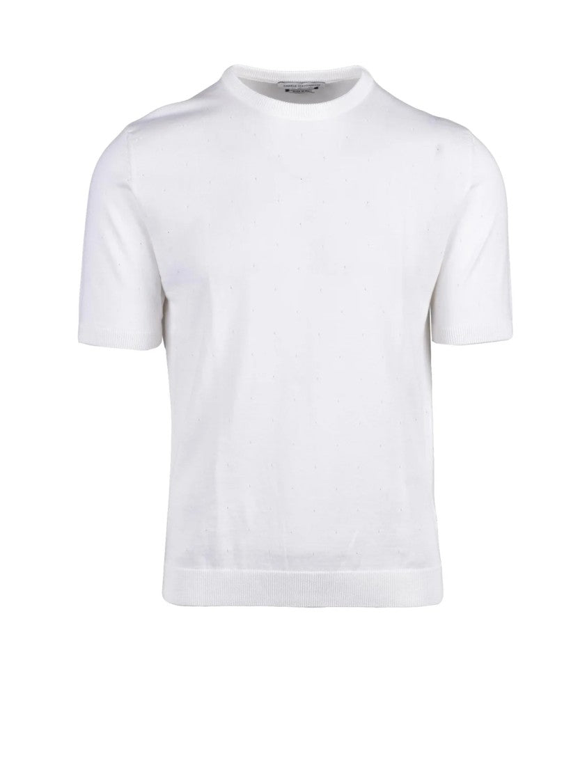 Daniele Alessandrini Openwork Crew Neck Sweater In 100% Cotton