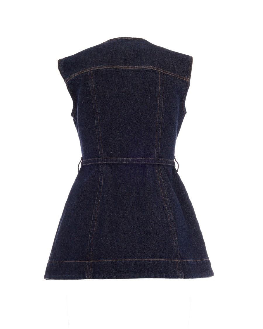 Sportmax Sleeveless Top In Authentic Indigo Denim