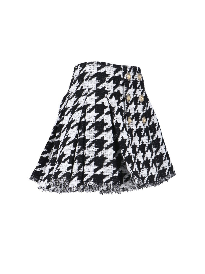 Balmain Houndstooth Mini Skirt Black