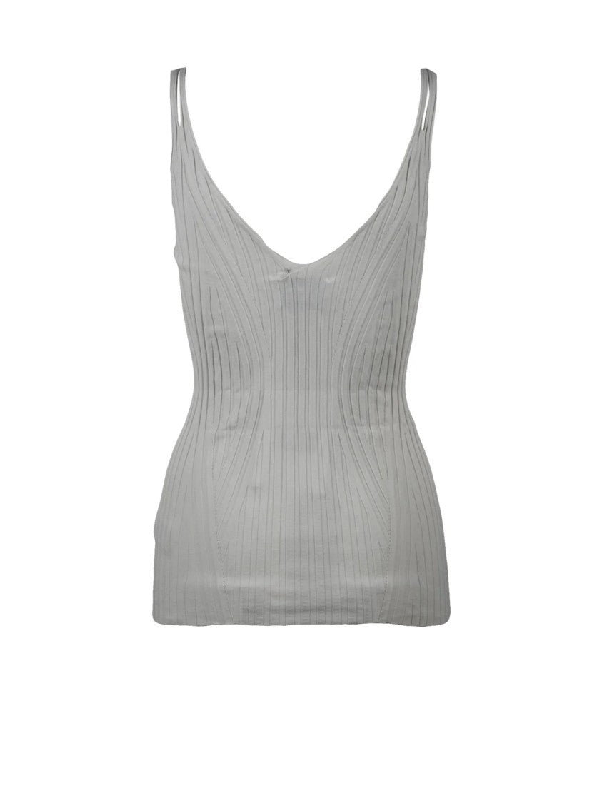 Alpha Studio Pearl Grey Ribbed Tank Top