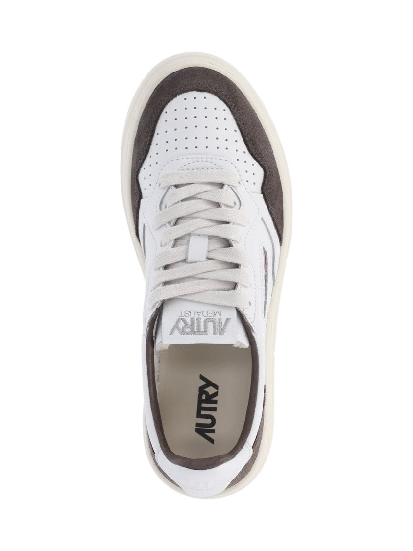 Autry White Medalist Leather Suede Sneakers
