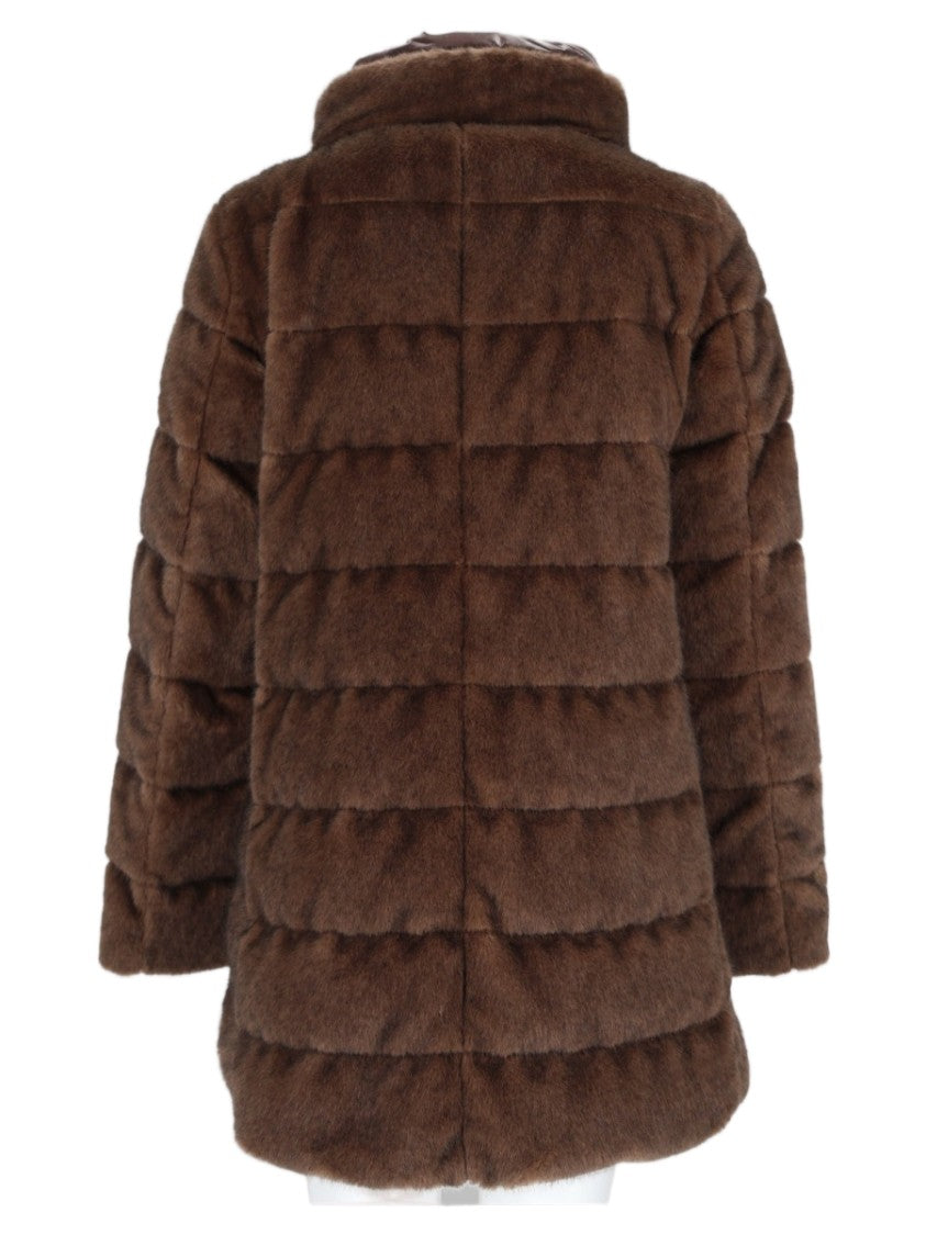 Herno Brown Quilted High-Collar Polyester Down Coat