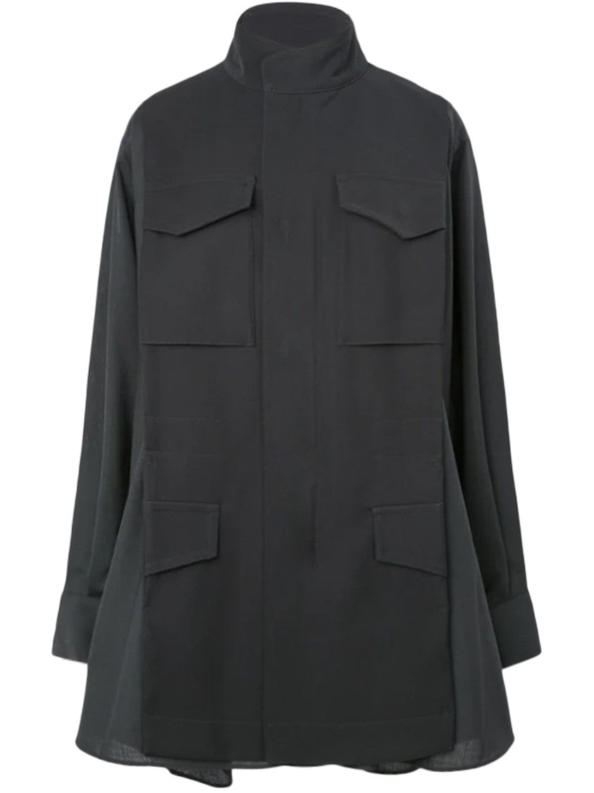Sacai Suiting X Crepe Back Satin Flap Pockets Shirt