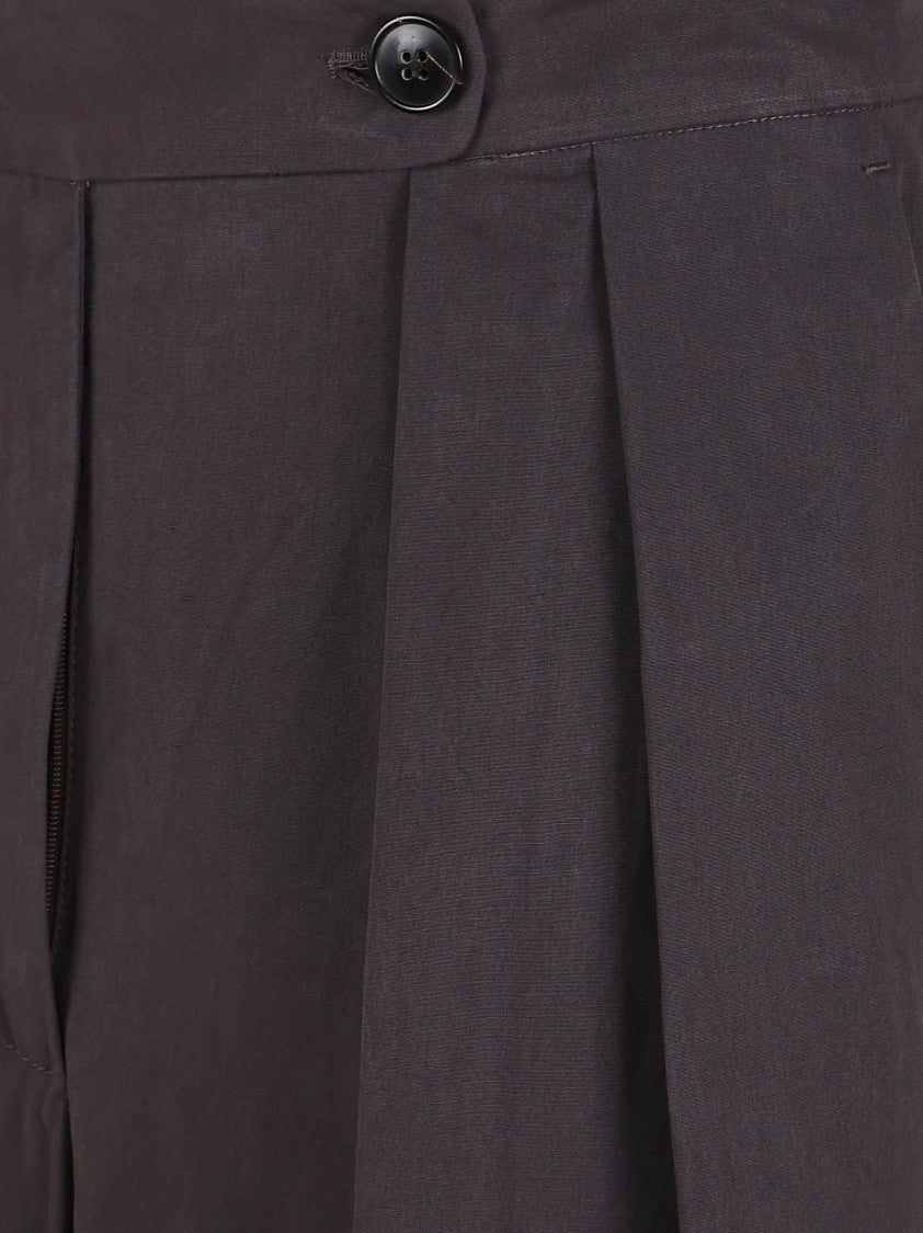 Dries Van Noten Cropped Brown Trousers With Front Pleats