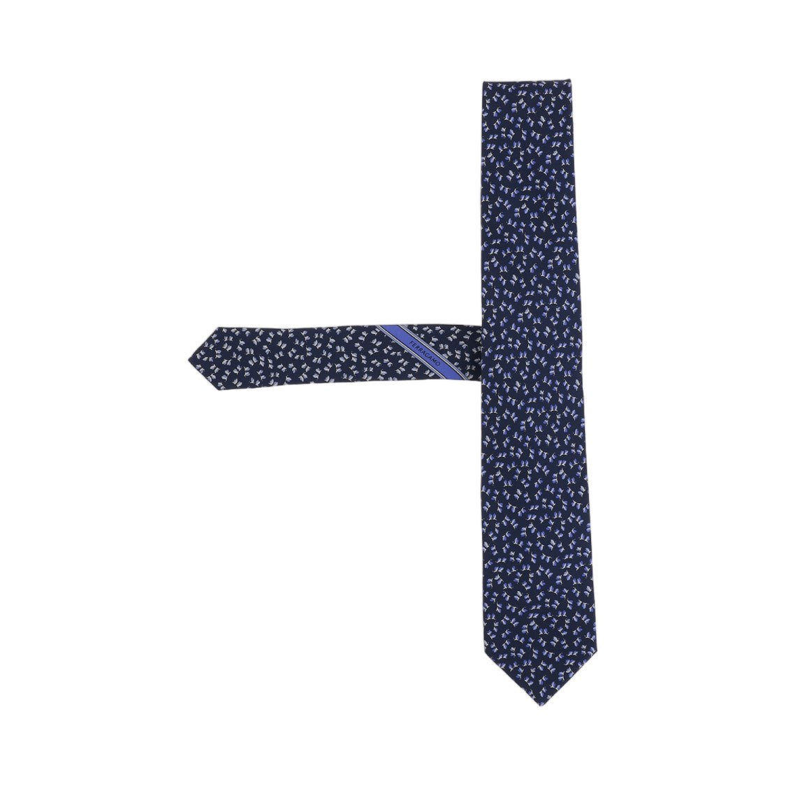 Salvatore Ferragamo Navy Patterned Silk Tie