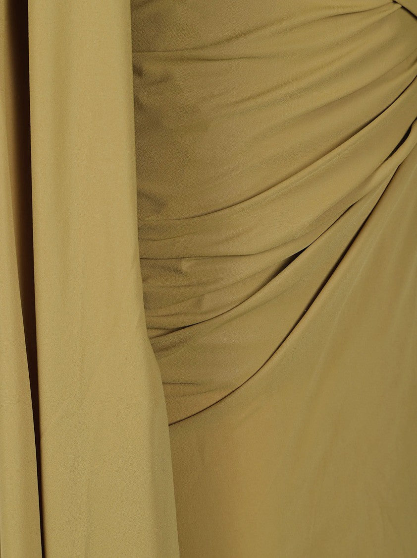 Amazuin Khaki Green Mini Dress With Wrap Front